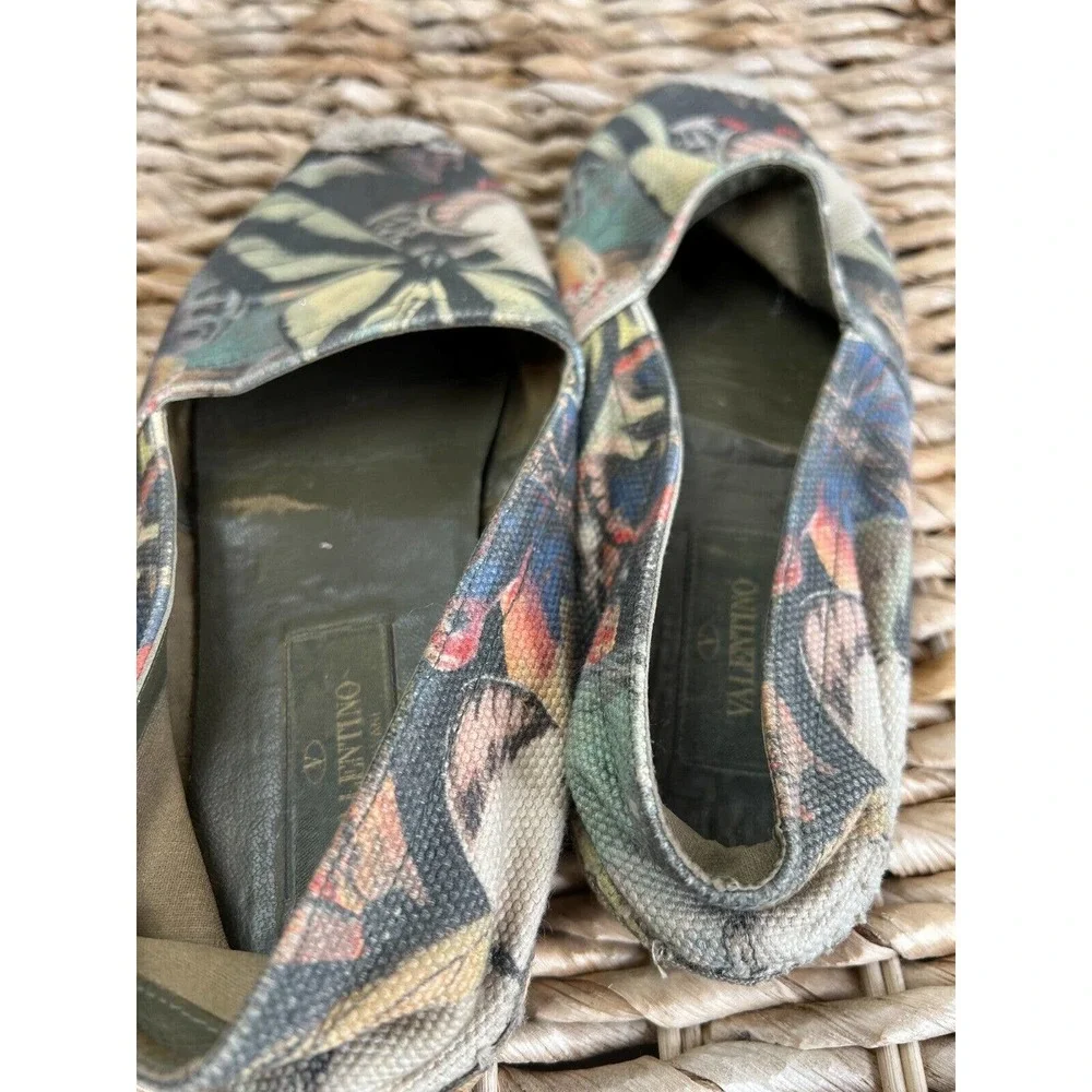 Valentino Women's Multicolor Butterfly‎ Print Canvas Espadrille Flats Size 37